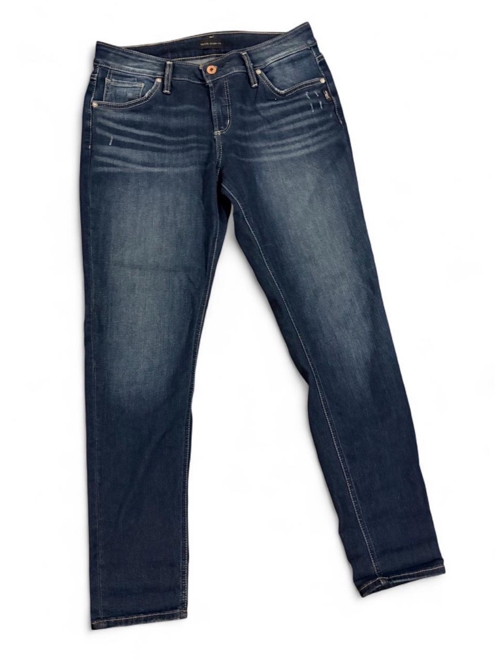 Silver Jeans Co Boyfriend Jeans Womens 31x29 Dark Wash Mid Rise Slim Stretch